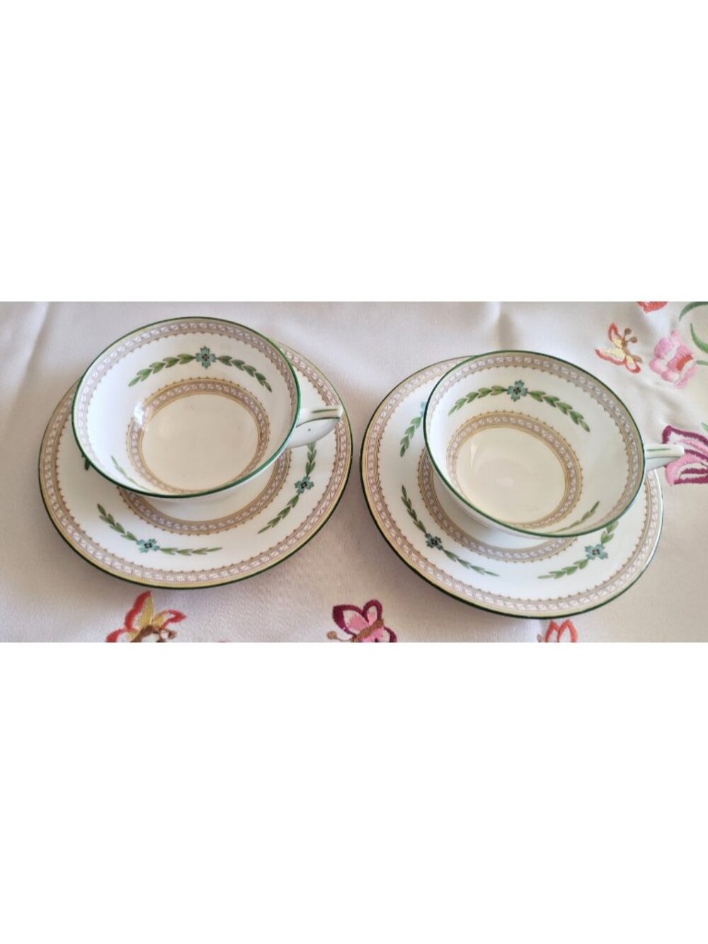 Vintage Set of 2 Mintons Wide Mouth Cup & Saucer Sets  "Kent" Pattern 1930-1950